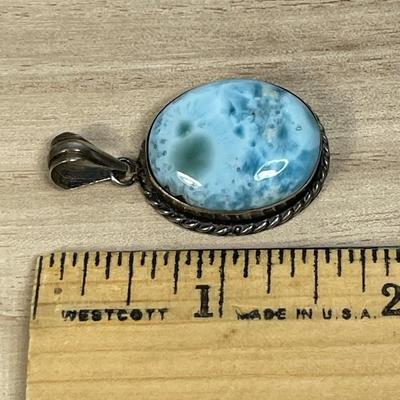 Chunky Sterling and Larimar pendant