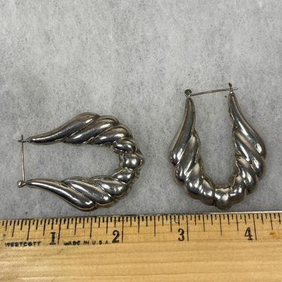 Large silver tone hoops