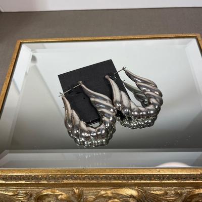 Large silver tone hoops