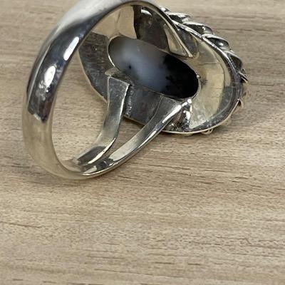 Dendritic Opal sterling silver ring
