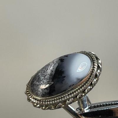 Dendritic Opal sterling silver ring