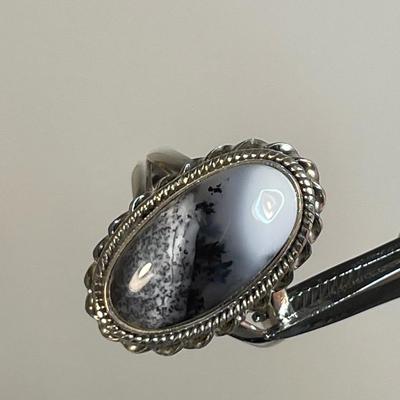 Dendritic Opal sterling silver ring