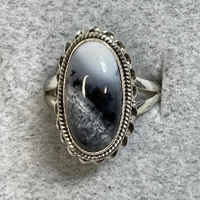 Dendritic Opal sterling silver ring