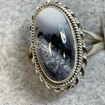 Dendritic Opal sterling silver ring