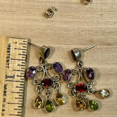 Sterling and gemstone post earrings