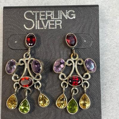 Sterling and gemstone post earrings