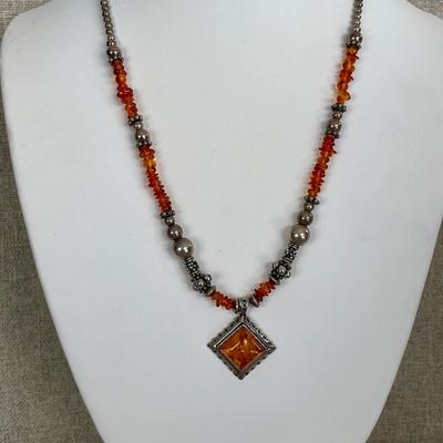 Sterling silver and Amber necklace