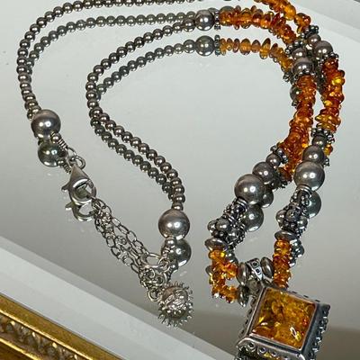 Sterling silver and Amber necklace