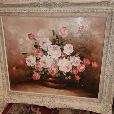 Floral art with pink flowers