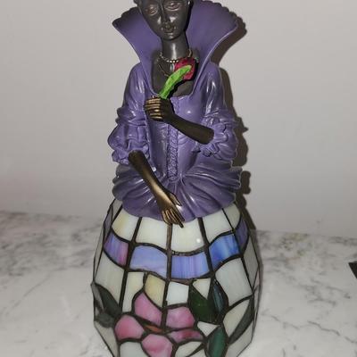 Stained glass music box woman.