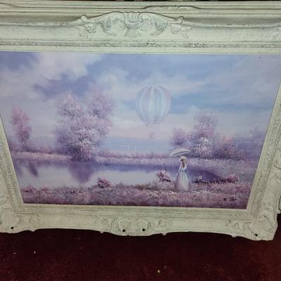 Pastel painting with hot air balloon