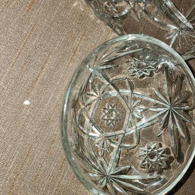 Pressed glass star of David pattern set.