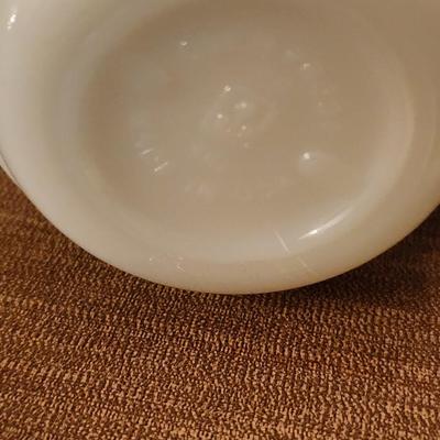 Pair of milk glass rose mugs