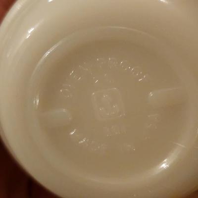 Pair of milk glass rose mugs