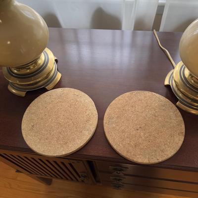 Matching Brass Lamps w/ Cream Features (LR-DZ)