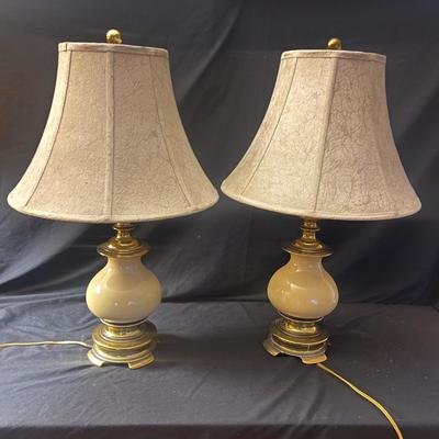 Matching Brass Lamps w/ Cream Features (LR-DZ)