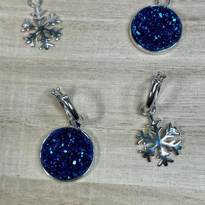Convertible Sterling Silver and Drusy earrings