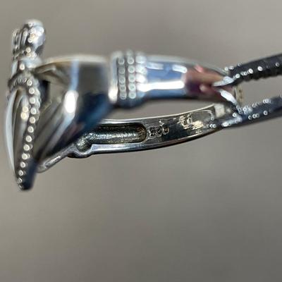 Sterling silver Celtic heart and hands ring