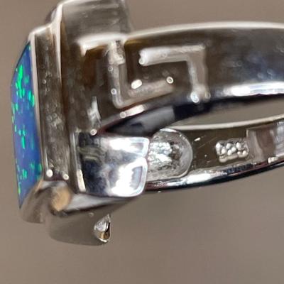 Sterling silver created opal ring