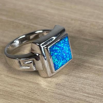 Sterling silver created opal ring