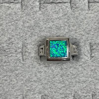 Sterling silver created opal ring