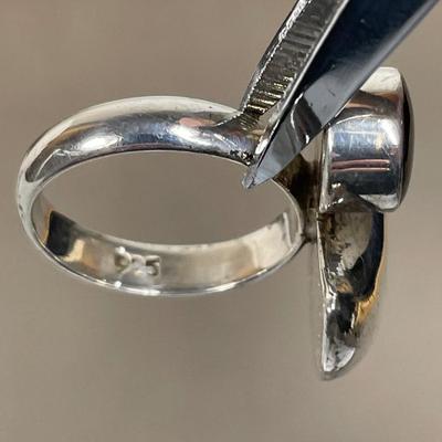 Estate onyx and sterling moon ring