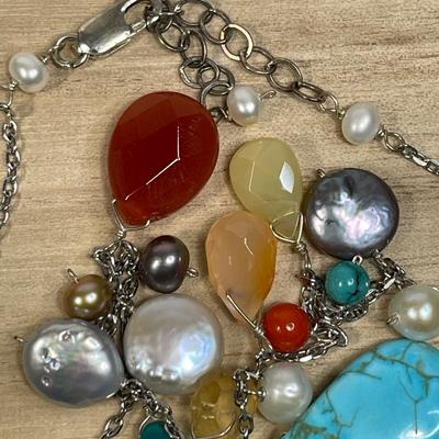 Multi gemstone sterling necklace
