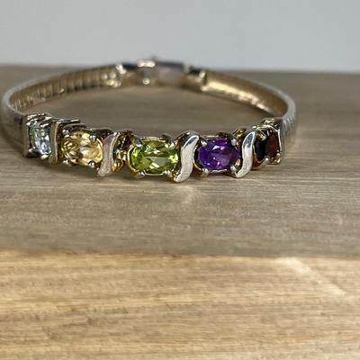 Sterling Omega bracelet with gemstones