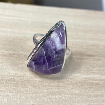Natural banded amethyst sterling ring