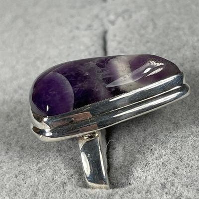 Natural banded amethyst sterling ring