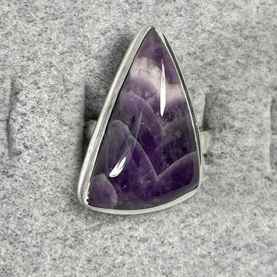 Natural banded amethyst sterling ring