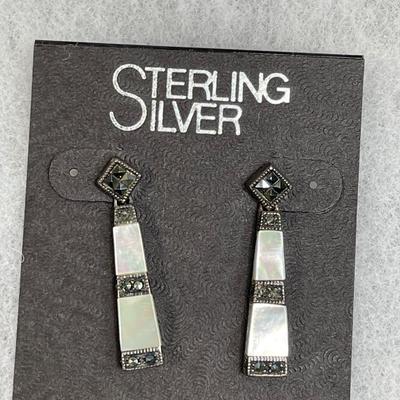 Sterling post earrings with mother of pearl