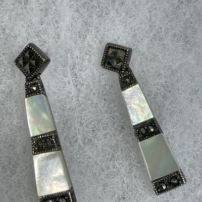 Sterling post earrings with mother of pearl