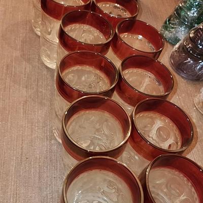 Cranberry drinking glasses. Set of 12.