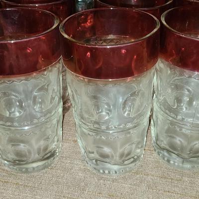 Cranberry drinking glasses. Set of 12.