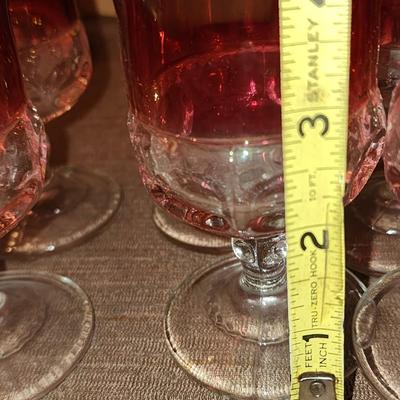 Set of 12 Cranberry glass mini goblets.