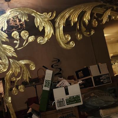 Large wall mirror with gold etched detail