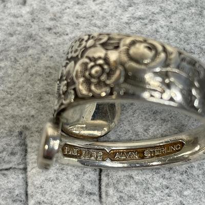 Vintage floral sterling spoon ring