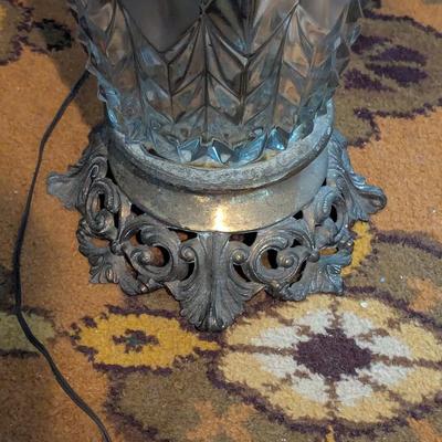 French Cut Crystal Vase With Faux Flowers