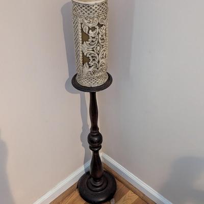 Vintage Candle With Wood Stand