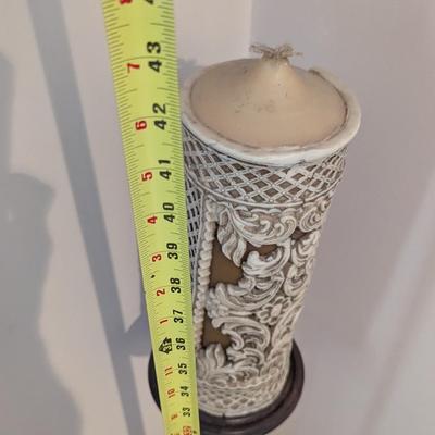 Vintage Candle With Wood Stand
