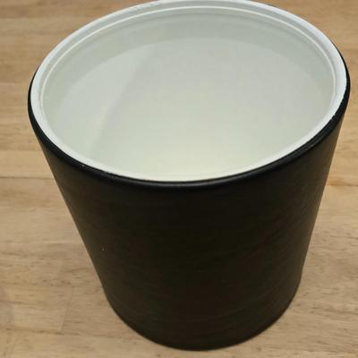 Vintage Hapeo Black Faux Leather Retro Ice Bucket Mid Century Modern