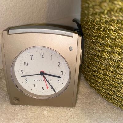 SCALE, WASTE BASKET, ELECTRIC CLOCK & NIGHT LIGHT
