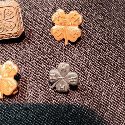 GOLD FILLED AND 1 STERLING VINTAGE 4-H PINS