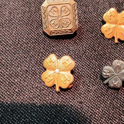GOLD FILLED AND 1 STERLING VINTAGE 4-H PINS