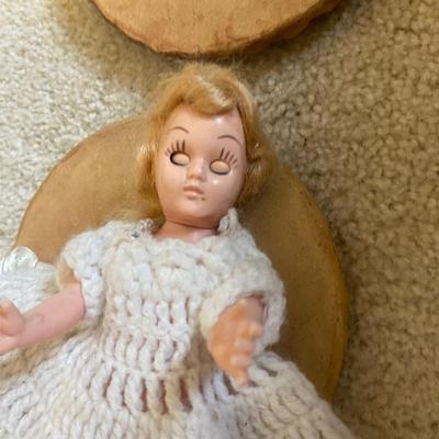 ANN GROVES POTTERY AND A SLEEPY EYE DOLL W/HAND CROCHETED DRESS