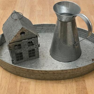 Large Galvanized Tray and Decor