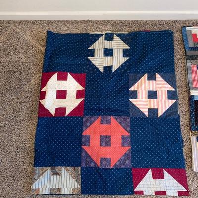 2 HANDMADE QUILT TOPS (1 HAND STITCHED, 1 MACHINE MADE)