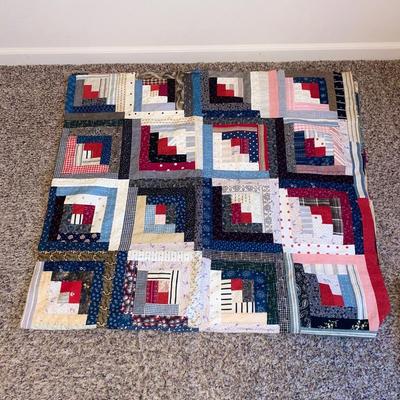 2 HANDMADE QUILT TOPS (1 HAND STITCHED, 1 MACHINE MADE)