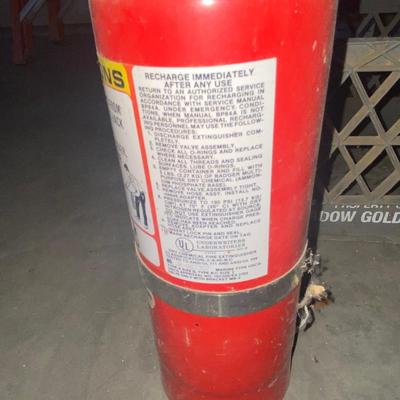 2 FIRE EXTINGUISHERS AND MILK CRATE